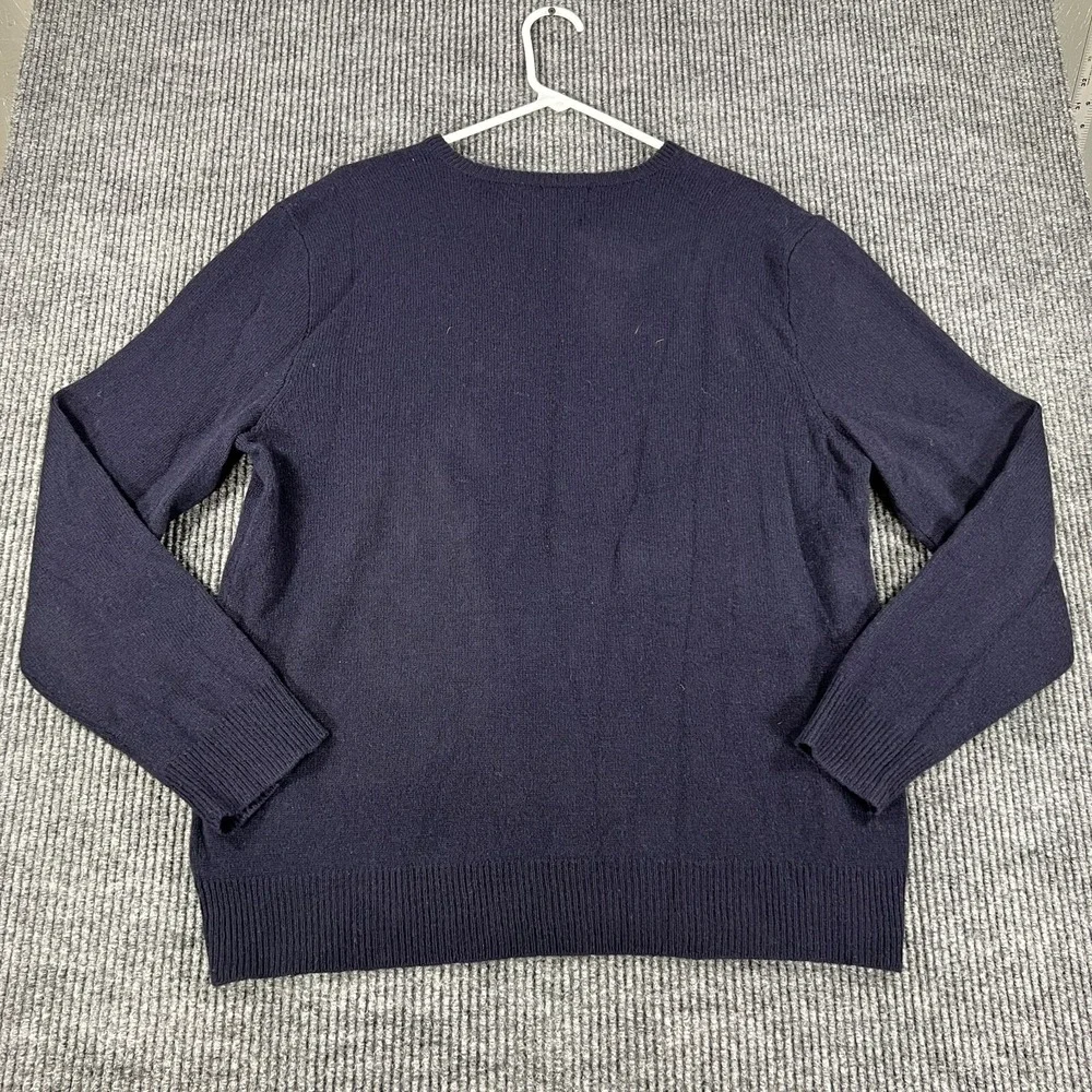 Polo Ralph Lauren Sweater Mens Large Blue Lambs Wool Long Sleeve Knit Casual